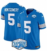 Men's Detroit Lions #5 David Montgomery Blue 2024 NFC North Champions F.U.S.E. Vapor Limited Stitched Jersey,baseball caps,new era cap wholesale,wholesale hats